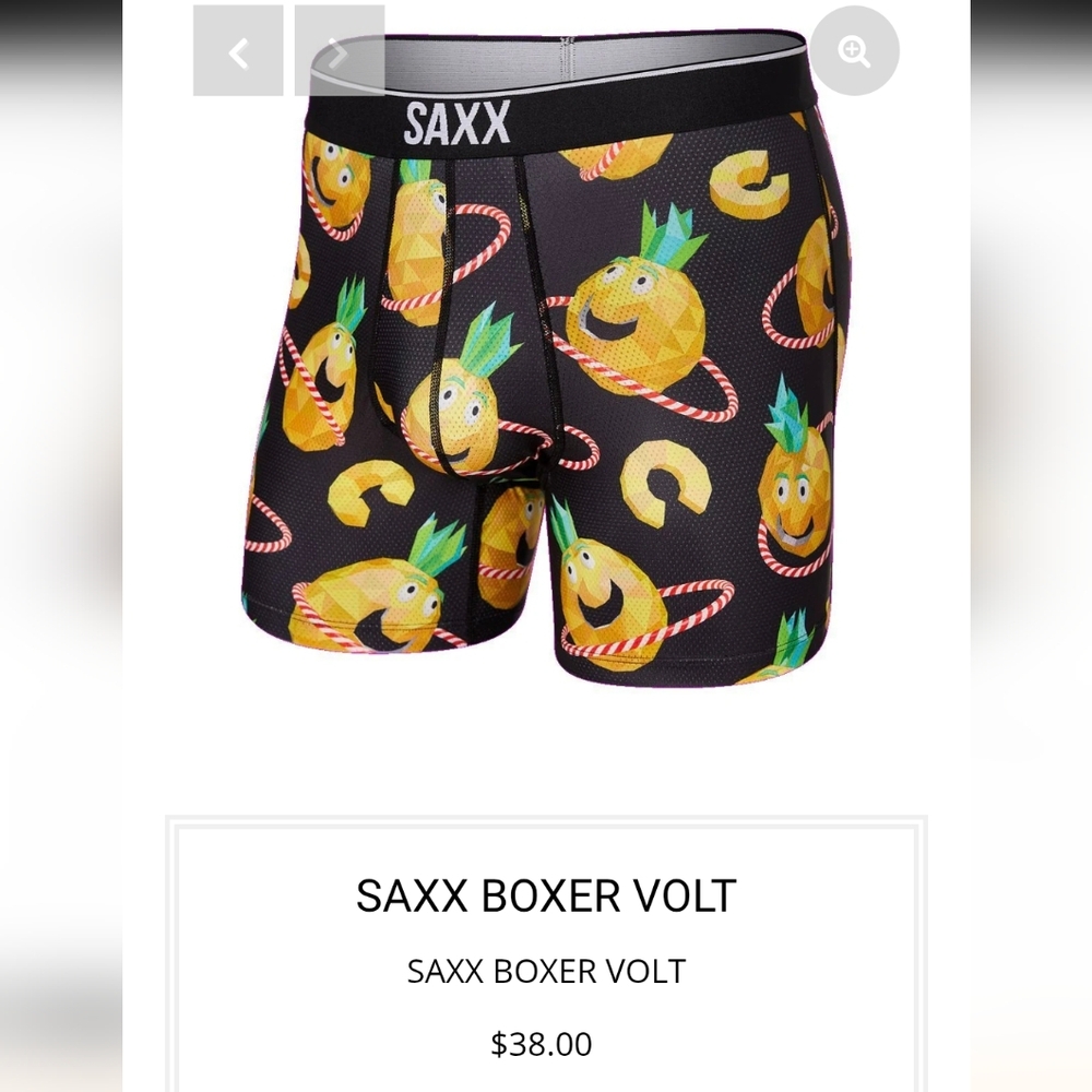 SAXX Men's Volt Boxer Brief Pineapple Graphic Design Size M NWOT